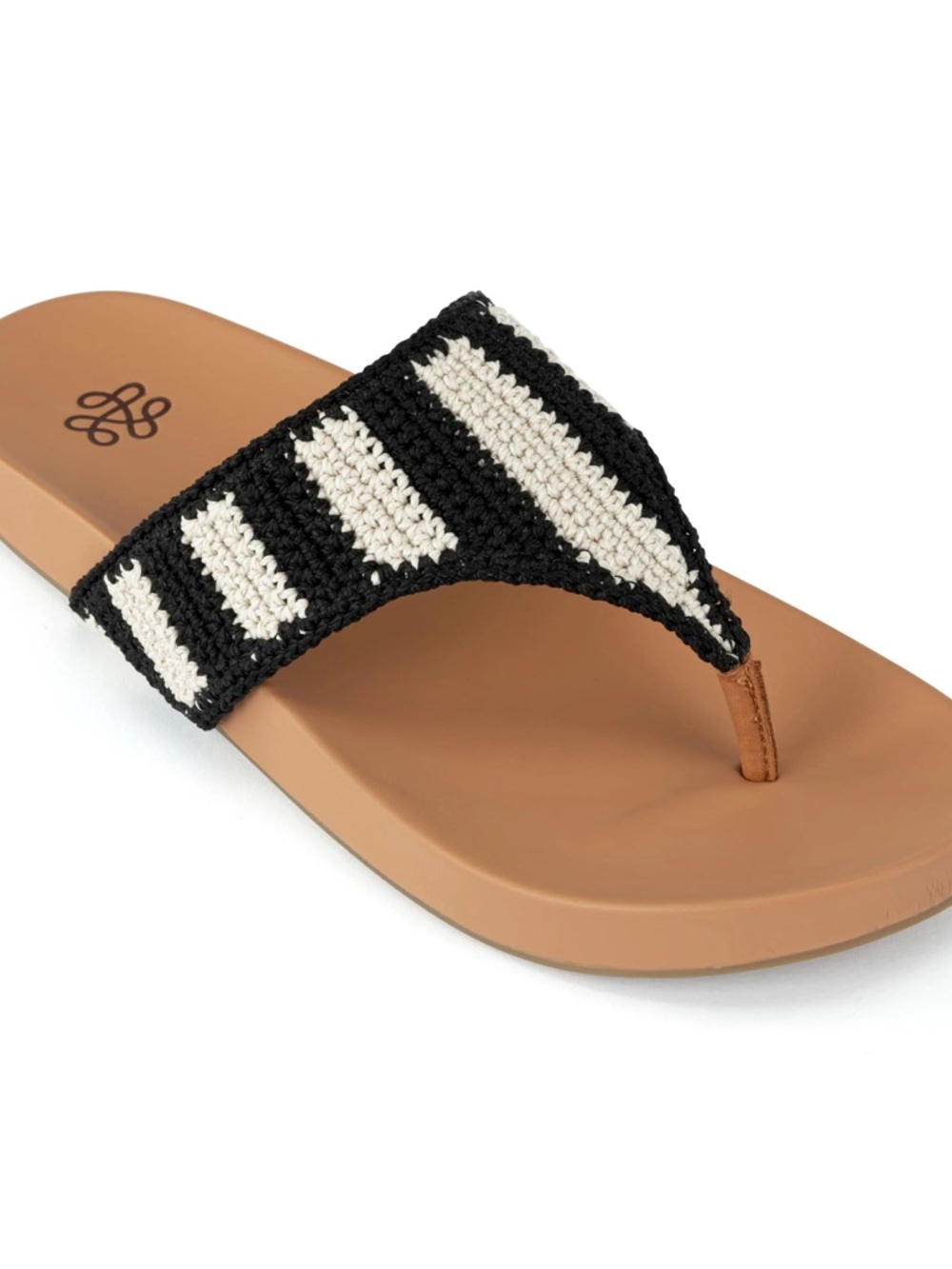 The SAK Women's Embroided Everly Thong Sandal Black White Stripe Size 9 NEW - Picture 2 of 7